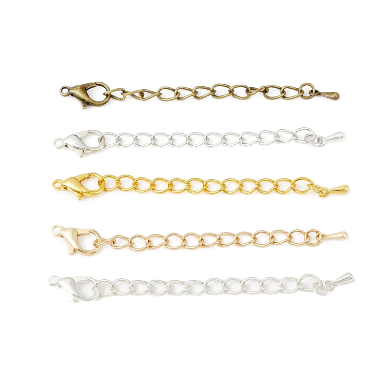 10 Sets / Bag Tone Extended Extension Tail Chain Lobster Clasps Connector For DIY Jewelry Making Findings Bracelet Necklace