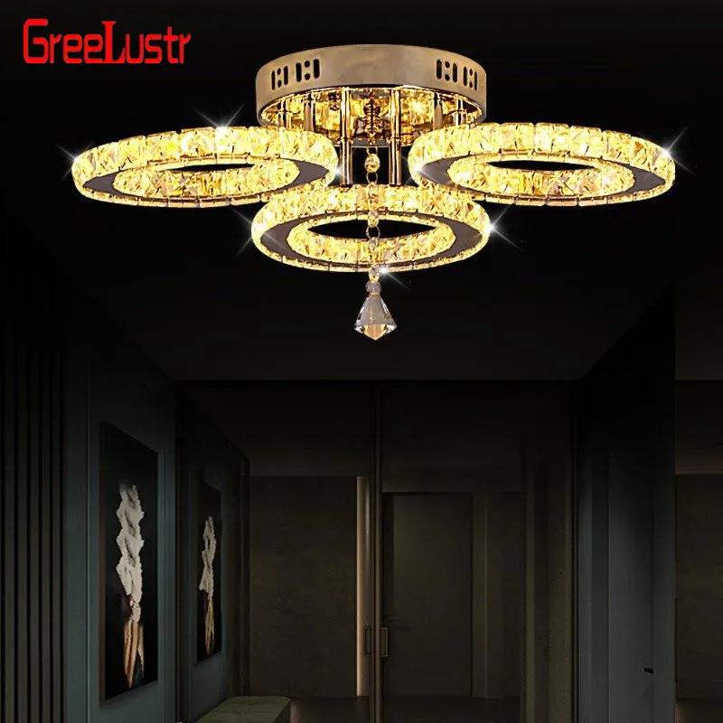 K9 Crystal Led Chandeliers Lighting Modern Plafon Lustre Luminaire Ceiling Lamps For Kitchen Home Decor Indoor Lighting Fixtures