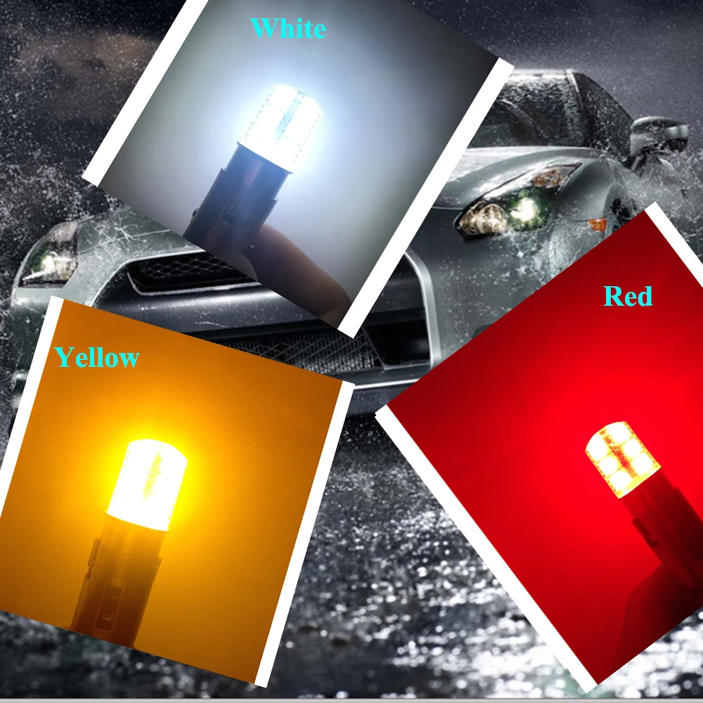 4pcs 1157 P21/5W  Bay15d S25 LED 12SMD 12V 1W Silica gel Automobile Car Brake Stop Parking DRL Light Red/White/Yellow