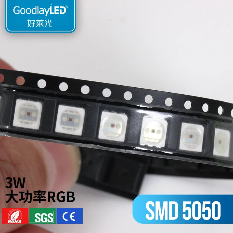 1000pcs 5054 SMD LED Three Foot Soldering RGB Color LED SMD 5050 Power Chip For String Light diode