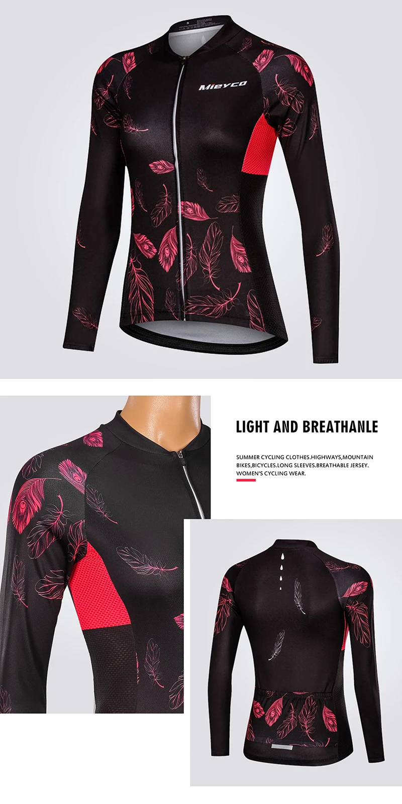 Fahrrad trikot für Frauen, lange Ärmel, Rennrad bekleidung, Reit hemd, Mountainbike Team kleidung, MTB, Weiblich – Detail 4