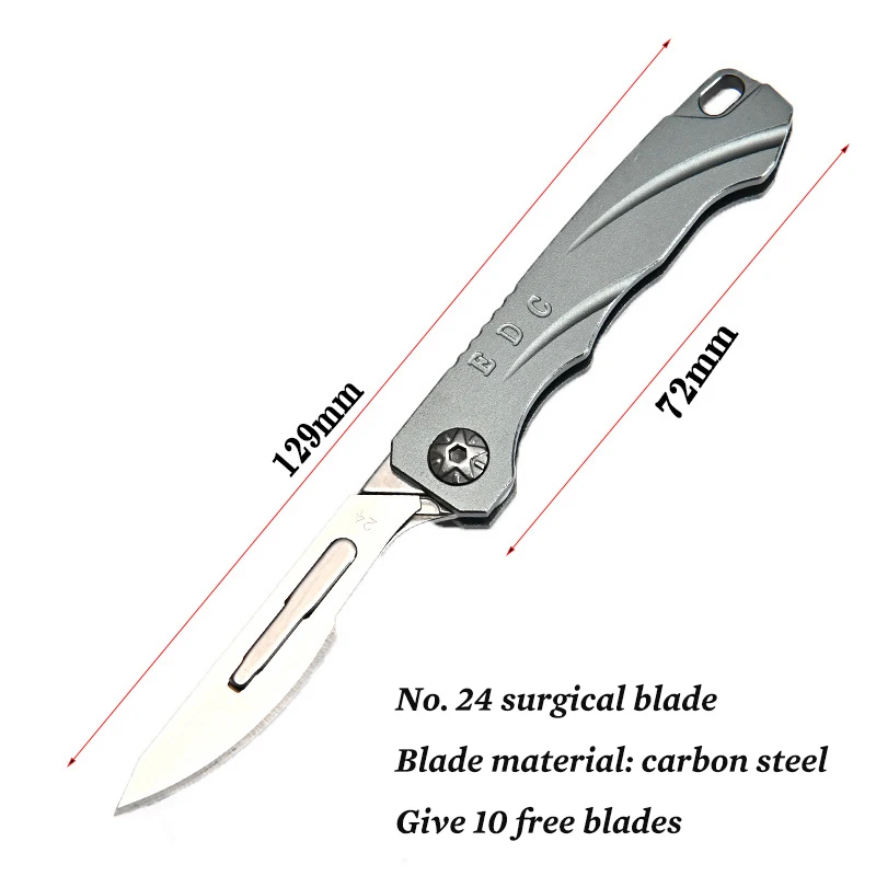 Imagem -06 - Mini Faca Dobrável de Liga de Alumínio Portátil Removível Edc cs go Carving Tool Facas Utilitárias ao ar Livre Cirúrgico 10 Blade Blade