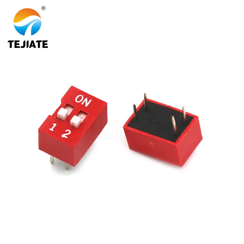 5PCS Toggle Switch Direct Insertion Flat Pulling DIP Snap  2.54MM 1/2/3/4/5/6/7/8/9/10/12P Red Dial ON / OFF