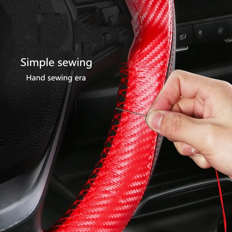 Car steering wheel cover DIY Hand sewing Steering-Wheel Case Fit Car for diameter 38cm With Needles and Thread