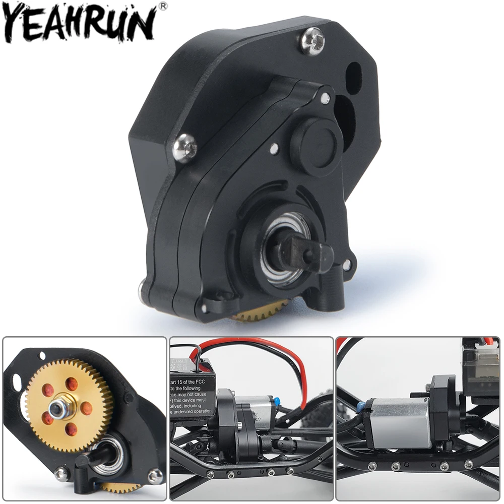 YEAHRUN SCX24 Gearbox Assembly Metal Transmission with Gearbox Internal Gears for 1/24 RC Crawler Axial SCX24 Upgrade Parts