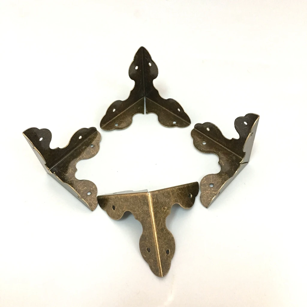 4pcs Vintage Brass Edge Guard Wooden Box Table Cabinet Trunk Corner Protector Solid Metal Furniture Decor
