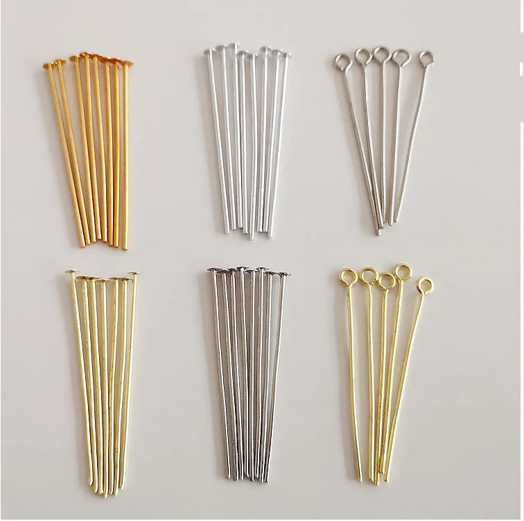 1000pcs 40 50 60mm Brass material Heads Eye flat Head Pin For Jewelry Making Findings light  Accessories  Crystal Ball Parts DIY