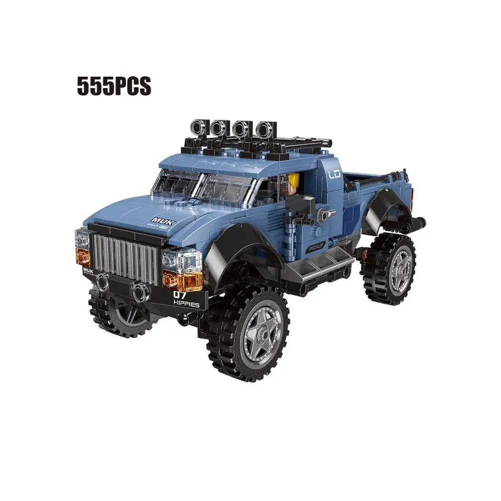 

Technical ORV F150 Raptor Blue Pickup Truck Building Block Big Wheels Model Driver Figures Off-Road Vehicle Brick Toy For Gift