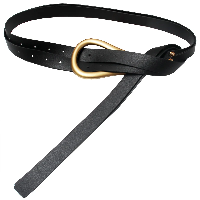 Fashionable Women Waist sealing New Product Hot Metal Arc Large Horseshoe Buckle Imported Super Fiber Double PU Belt