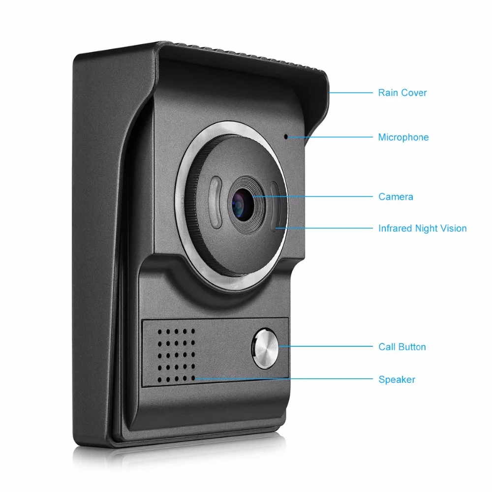 7 inch Monitor Video Door Phone Doorbell system Video Intercom Kits with Electric Lock + Power control + exit for Home villa