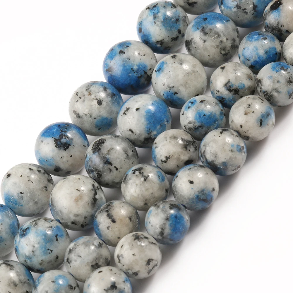 Weiß Blau K2 Jaspis Natürliche Runde Lose Stein Perlen für Schmuck Machen DIY Mineral Perlen Zubehör 15'' 6/8/10mm