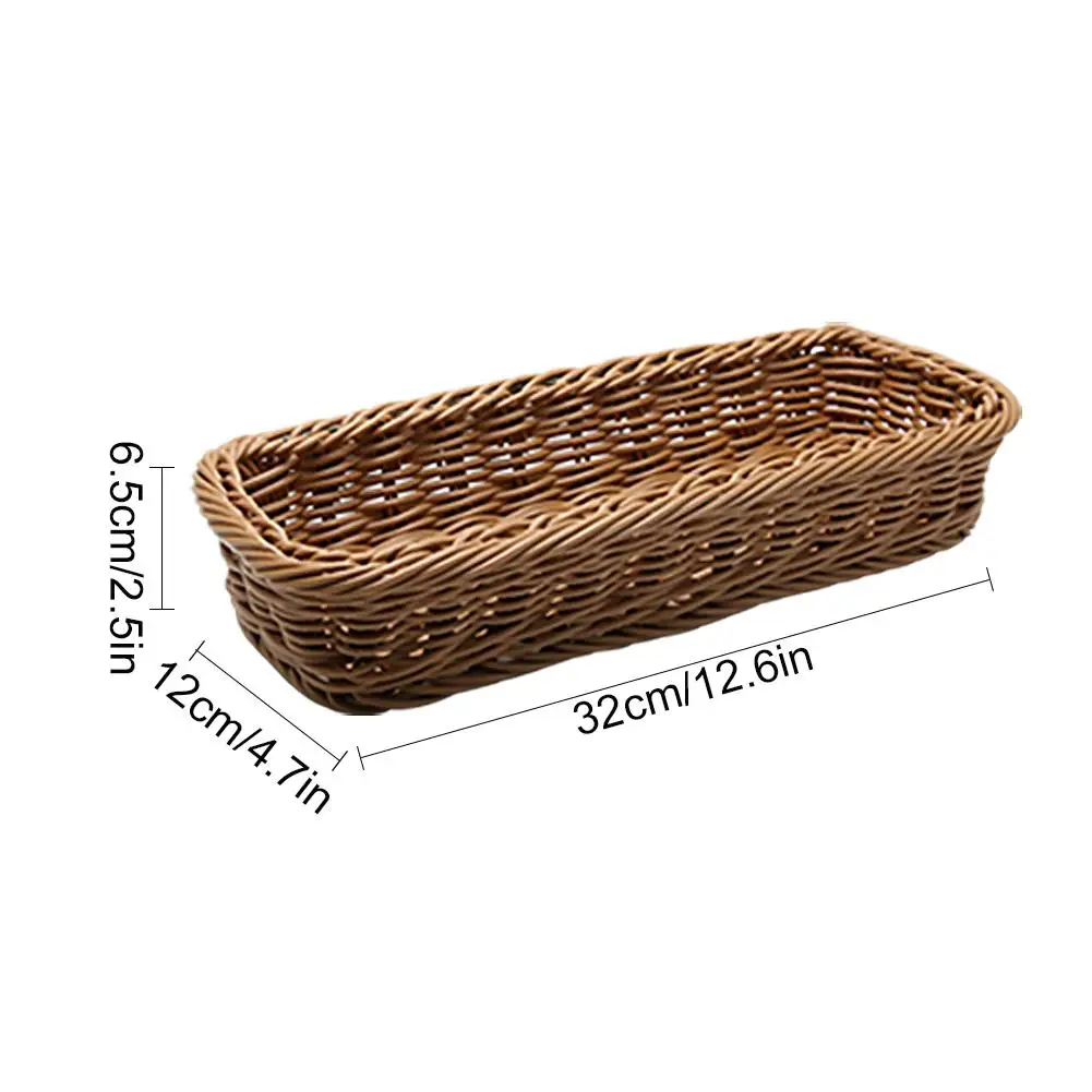 Hand-knitted Durable Drain Storage Basket Cutlery Storage Basket Fork Organizer Spoon Tableware Bread Food Container Box