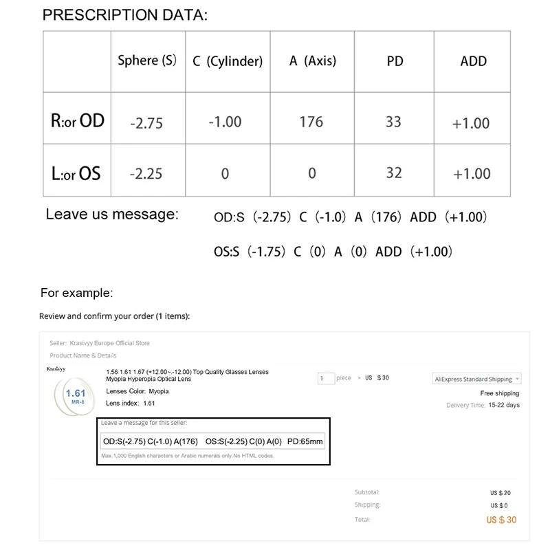 Krasivyy 1.56 1.61 1.67  (+10.00~-10.00)  Anti Blue Ray Lenses Prescription Myopia Hyperopia Progressive Lens