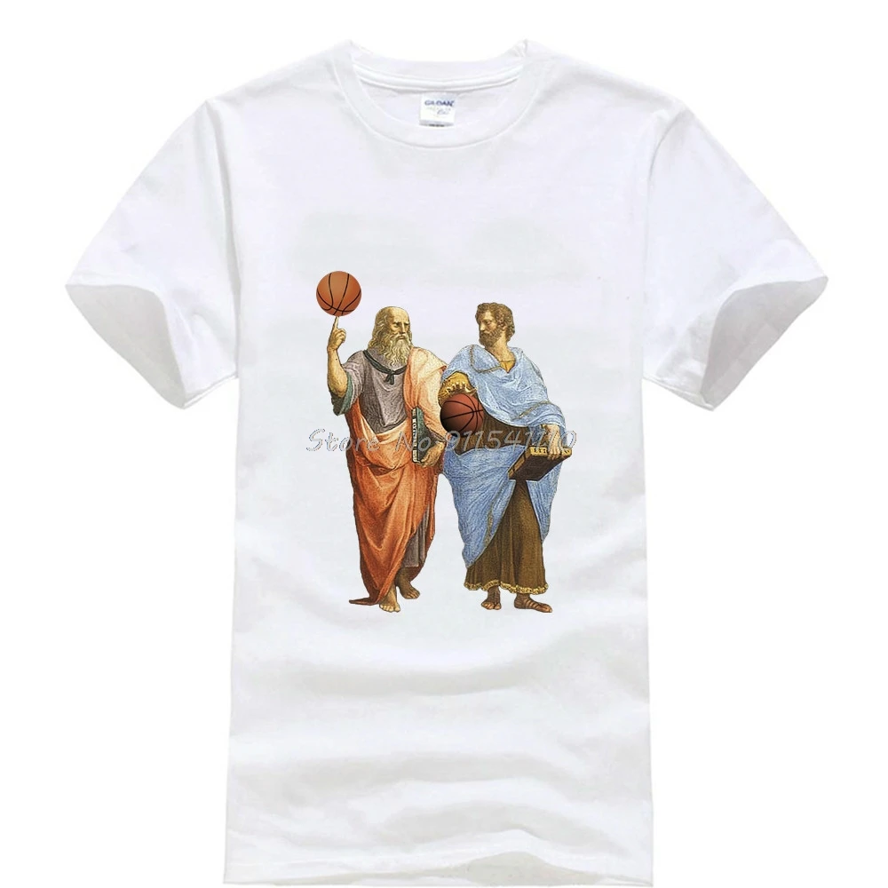 Funny Creative Philosopher Plato Aristotle Basketballer Match T-Shirt. Summer Cotton Short Sleeve O-Neck Mens T Shirt New