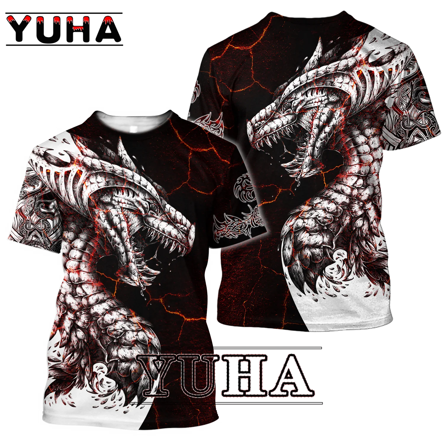 

Black & White Tattoo Dragon 3D Printed Harajuku Short sleeve T shirts 2021 Summer Hipster Men t-shirt Unisex Casual tops