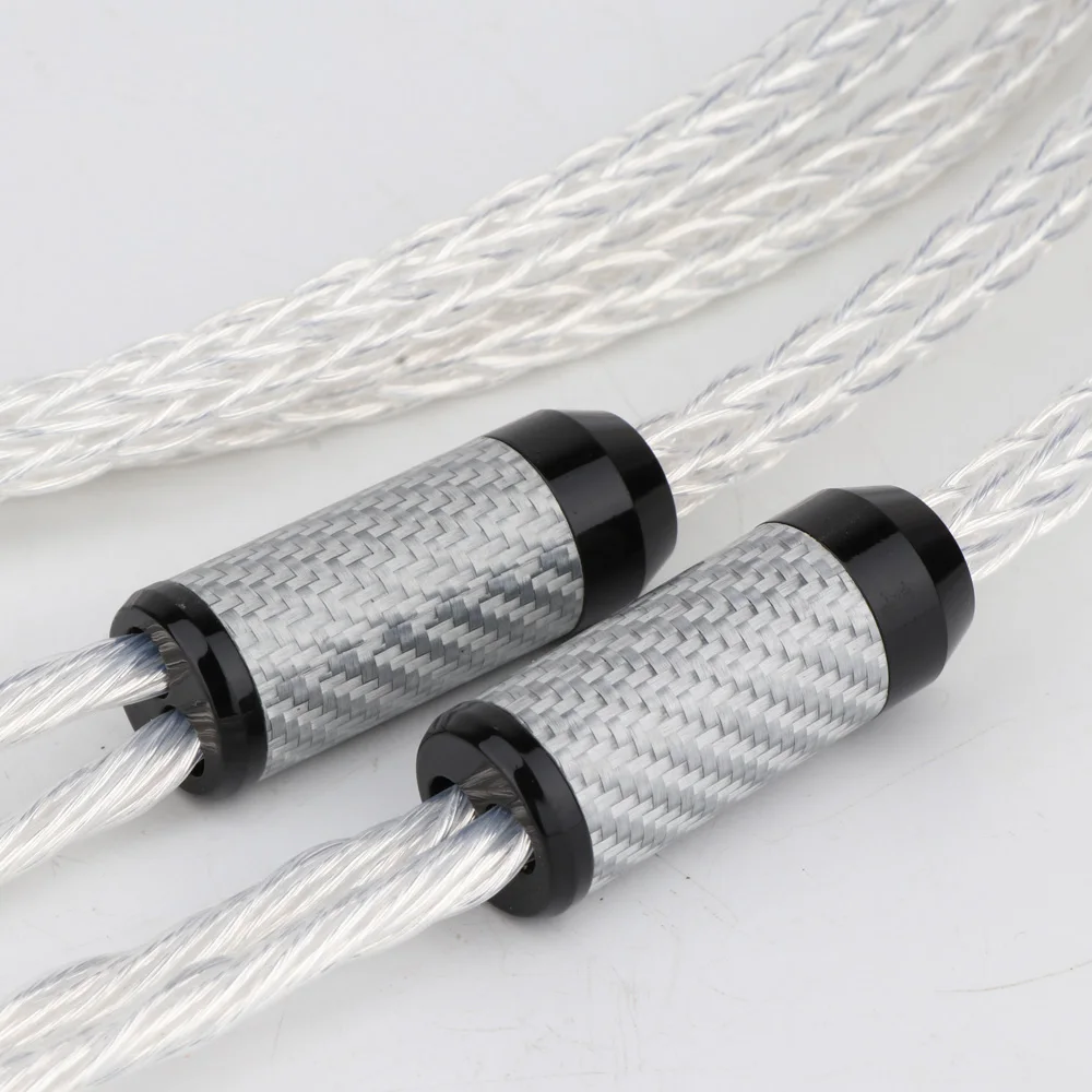 High Quality  8AG OCC Silver Plated Speaker Cable Hi-End Audiophile Loudspeaker Cable with Y Spade Plug to Banana Plug