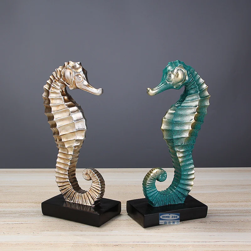 Lucky display part TV cabinet happy Mediterranean Seahorse European living room wine cabinet Hippocampus Figurine decorations