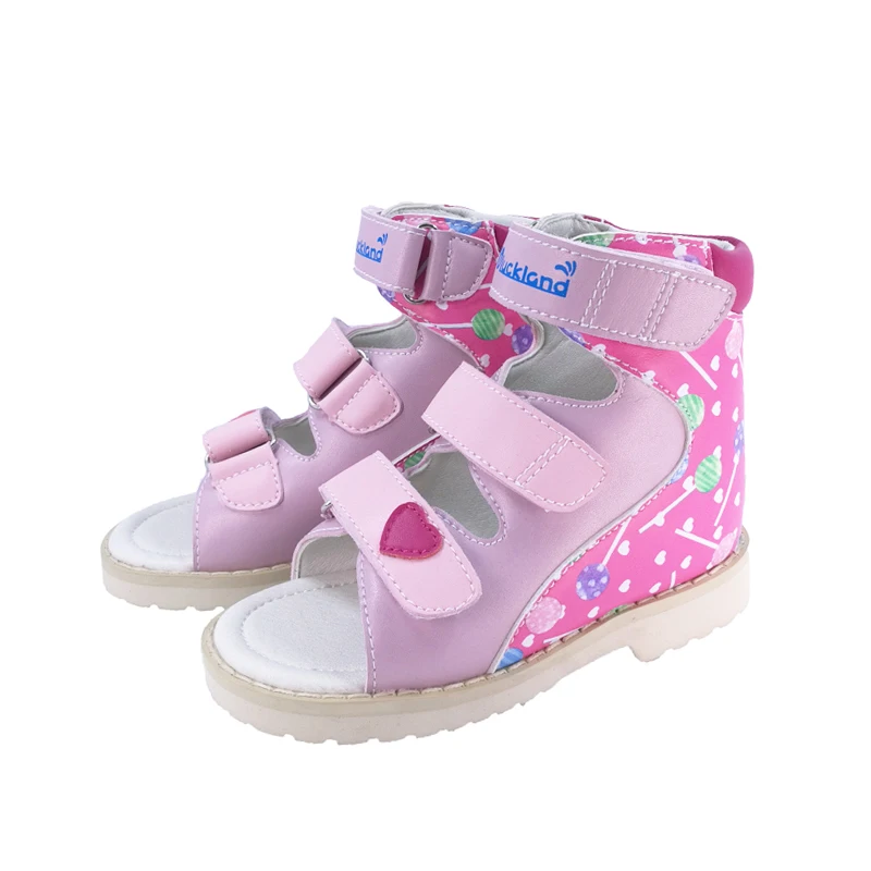 Girls Sandals Summer Children's Orthopedic Shoes Printing Leather Flatfeet Platform Baby Toddler Colorful Princess Footwear