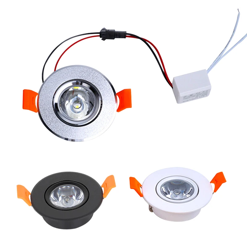 Aluminum Round LED Dimmable Ceiling Downlight 1W 3W AC90-260V DC12V Recessed LED Spot Light Led Bulb Cutout 50mm With Driver