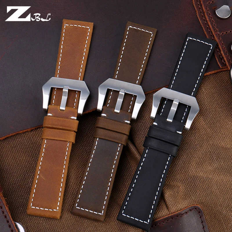 23mm High Quality Genuine Leather Watch Bands New Style Black Brown Cowhide Watch Strap for Zenith Pilot Men Bracelet