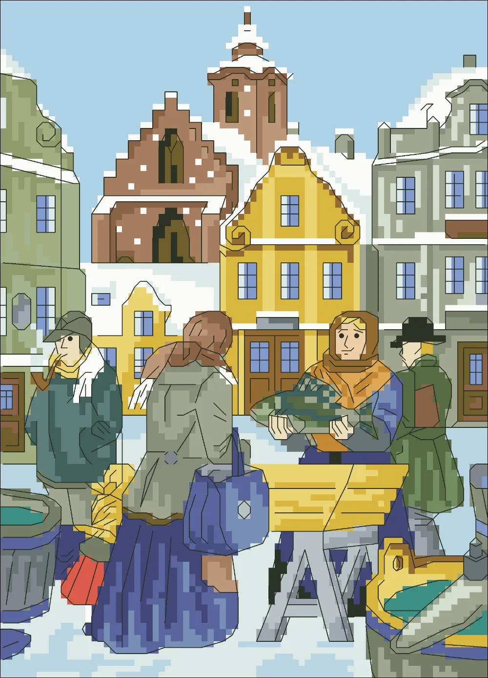 سوق الشتاء عبر الابره حزمة الناس بناء 18ct 14ct 11ct القماش الأبيض خيط القطن التطريز DIY بها بنفسك التطريز اليدوية #2