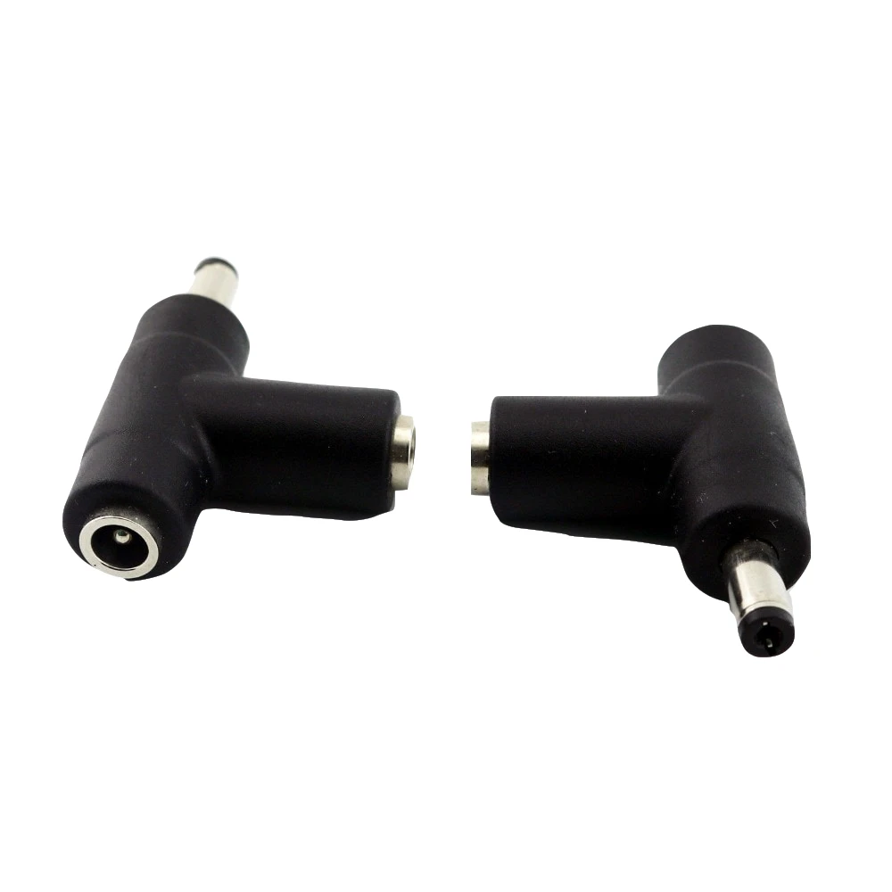 1 قطعة CCTV DC الطاقة 5.5x2.1 مللي متر الذكور التوصيل إلى ثنائي الإناث جاك T نوع تمديد موصل محول الأسود