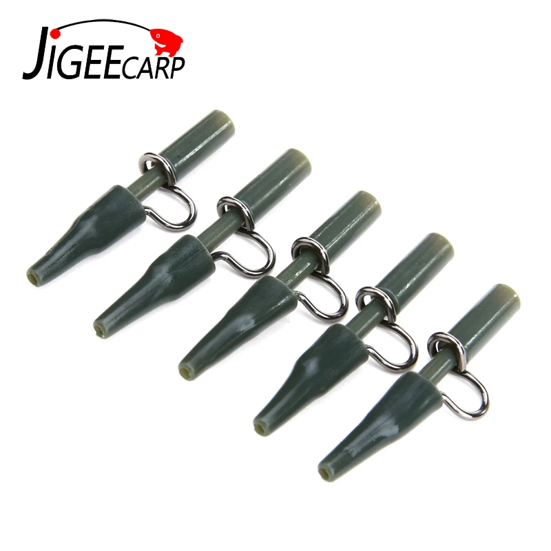 JIGEECARP 12PCS Carp Fishing Safety Heavy Duty Clips For Carp Rigs Tackles with Pin Tail Rubber Tube Carp End Accessories