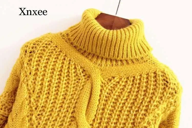 Turtleneck Sweater Women Autumn and Winter Pullover Lantern Sleeves High Stretch Knit Casual Twist Warm Sweater Long Sleeve Yell