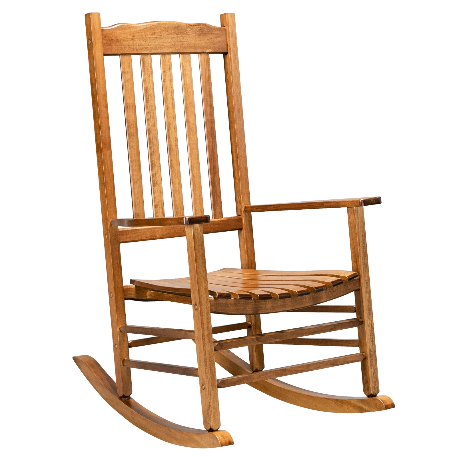 68.5x86x115CM Outdoor Courtyard Square Wooden Rocking Chair Wavy Backboard White/Original Color[US-W]