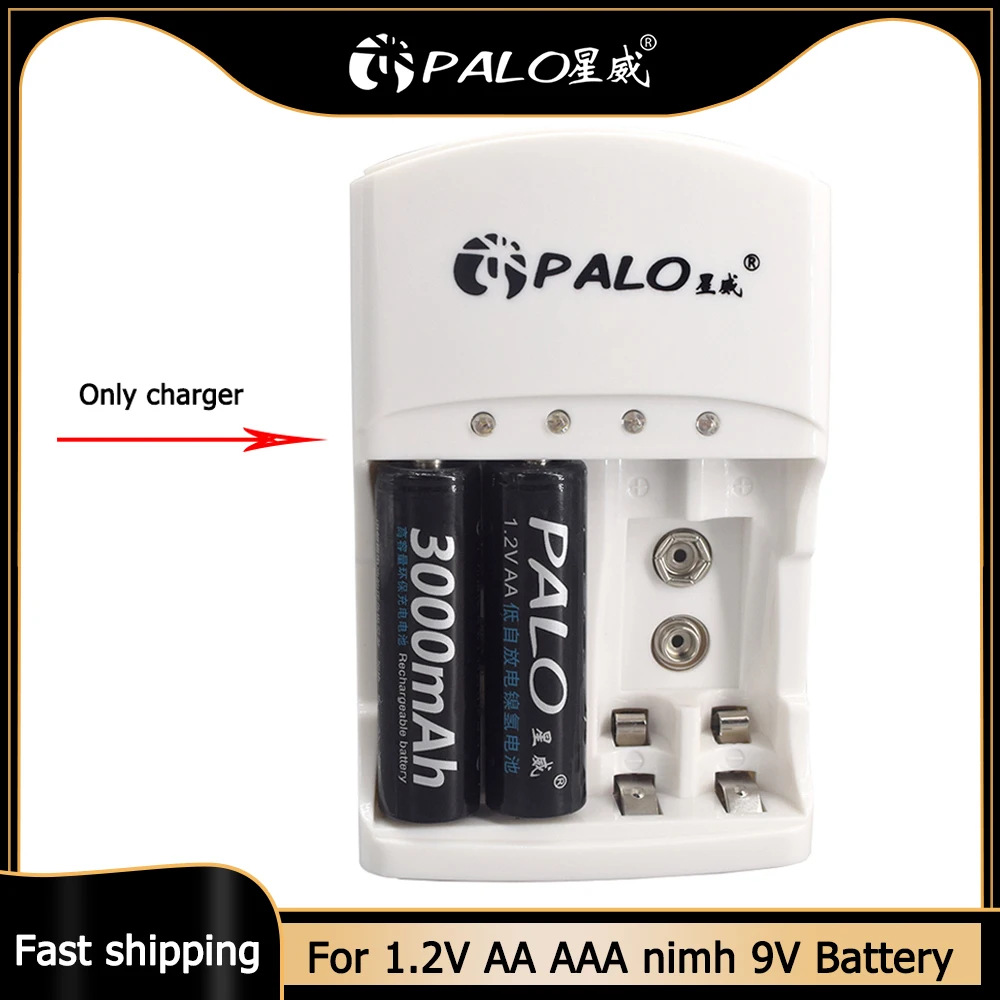 

PALO 6F22 9V Ni-MH Battery Charger LED display for 1.2V AA AAA nimh nicd battery 9V nimh rechargeable battery