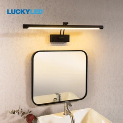 LUCKYLED Led duvar lamba banyo aynası ışık 8W 12W AC90-265V duvar aplikleri kapalı fikstür su geçirmez Vanity işık siyah gümüş