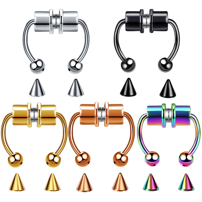 New Stainless Steel Fake Piercing Magnetic Nose Ring Earring Hoop Septum Rings For Women Jewelry Non Piercing Hoop Jewelry