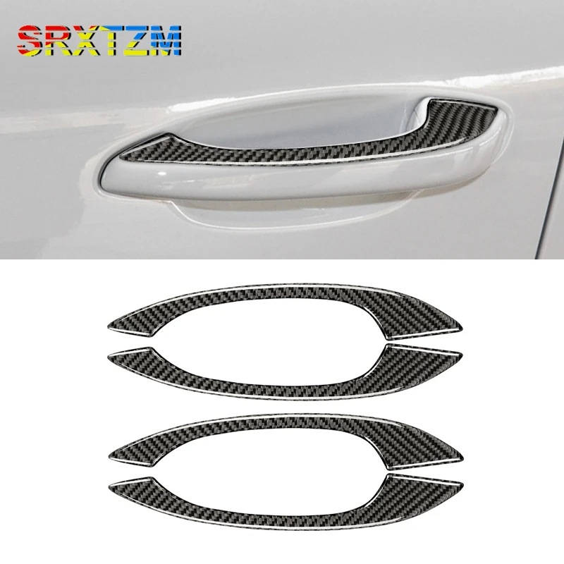 Car Carbon Fiber Style Exterior Door Handle Cover Sticker Trim For Porsche Macan 2014 - 2021 Car Styling