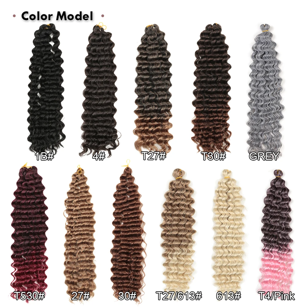 22 30inch Deep Wave Twist Crochet Hair Synthetic Soft Afro Curls Ombre Braiding Hair Low Tempreture Hair For Braids HeyMidea