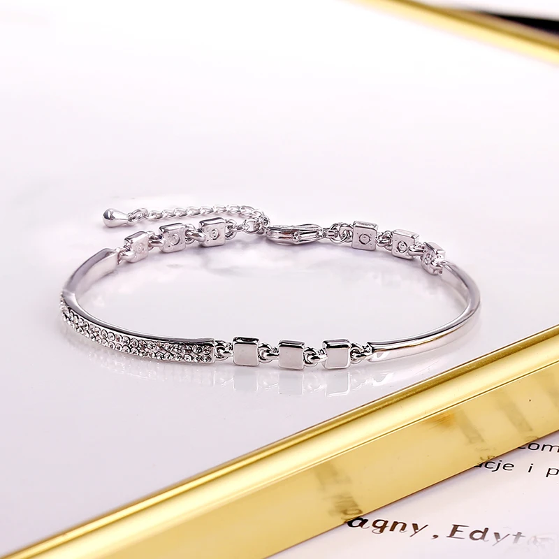 NAWEILY Brand Shiny Best Crystal Charm Bracelet Gold Silver Color Cuff Bracelets Women Fashion Luxury Jewelry Rhinestone Bangles