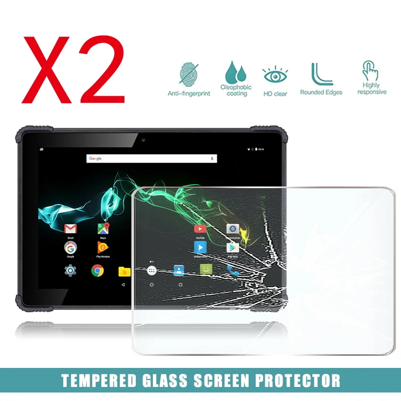 2Pcs Tablet Tempered Glass Screen Protector Cover for Archos 101 Saphir Tablet HD Eye Protection Anti-Fingerprint Tempered Film