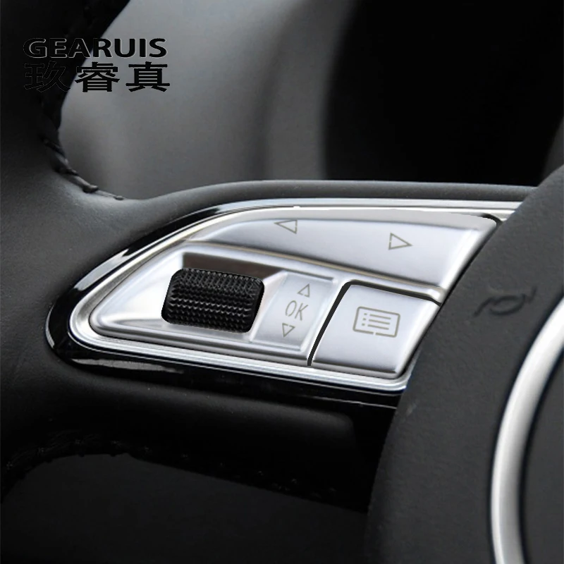 Car styling Atuo steering wheel switch buttons Trim decoration Frame Covers stickers for Audi A3 8V S3 Interior Accessories