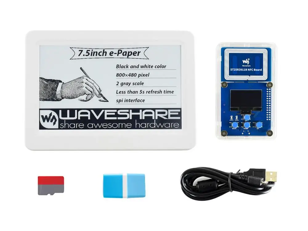 

Waveshare 7.5inch Passive NFC-Powered e-Paper Evaluation Kit, No Battery, Wireless Powering & Data Transfer