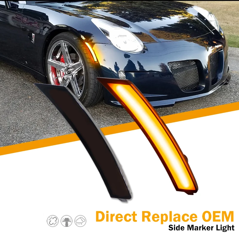 IJDM Smoked Lens ambra LED paraurti Side Marker Light per 2006-2010 Pontiac Solstice Saturn Sky, sostituire OEM Front Sidemarkers