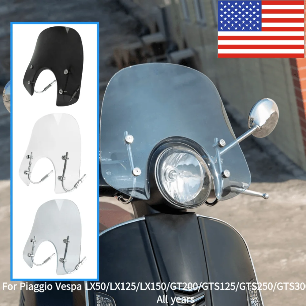 

Motorcycle Windshield Wind Deflector Windscreen for Piaggio Vespa LX50 LX125 LX150 GT200 GTS125 GTS250 GTS300 All Years 3 Colors