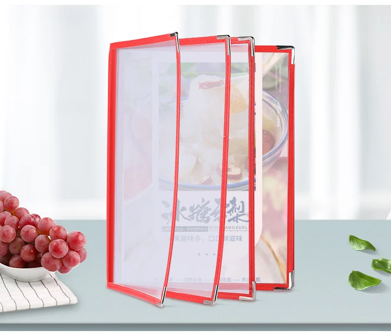A4 4 Lembar Transparan Menu Cover Bingkai Hitam Merah Putih