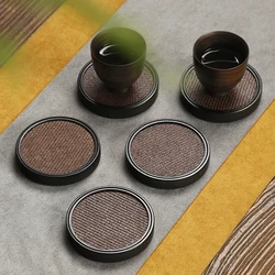 Japanese Burnt Tongmu Coaster Rattan Tea Cup Holder Pot Holder Pot Insulation Placemat Kung Fu Tea Set Tea Ceremony Accessories