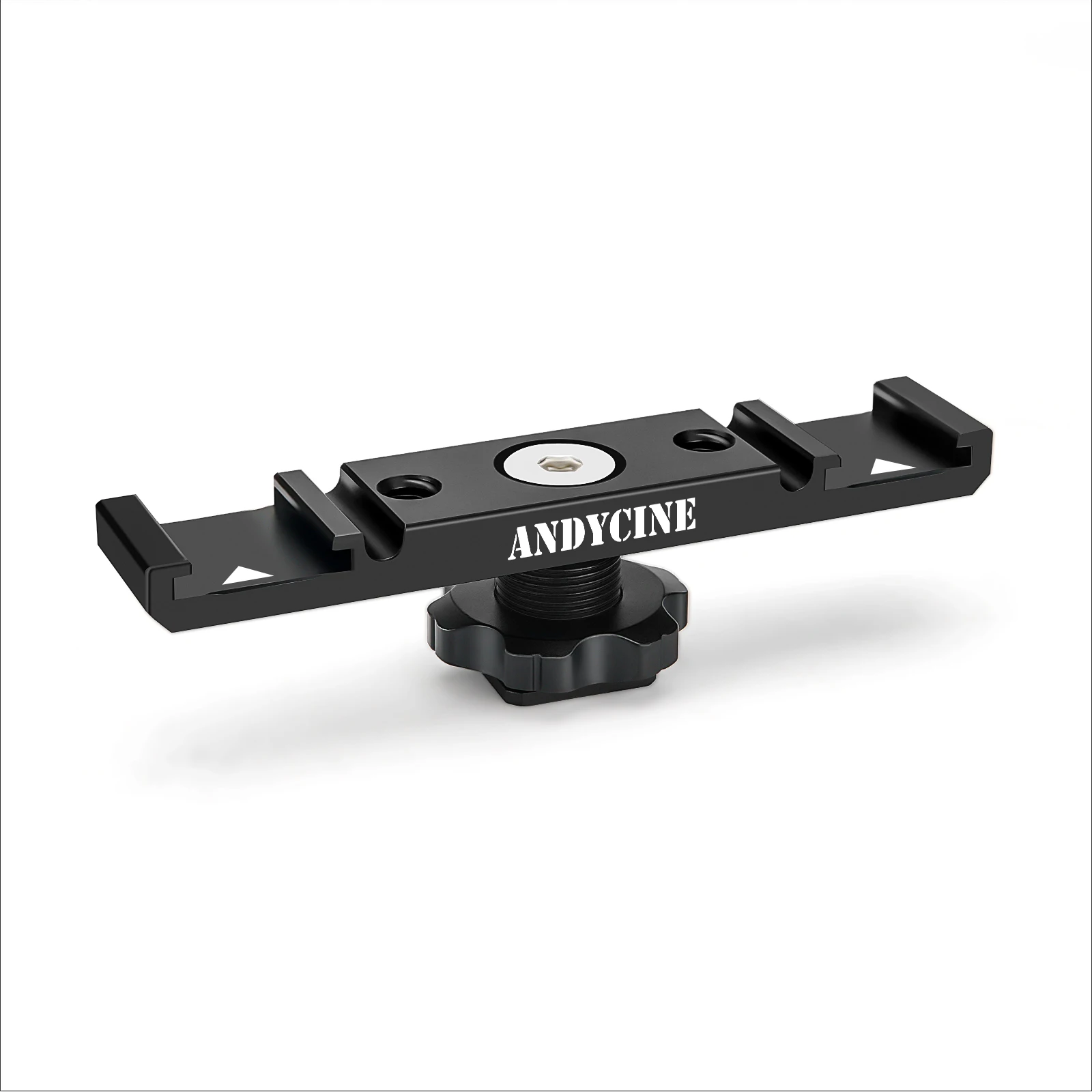 Universal 2 Dual Cold Shoe Mount Extension Bar Bracket with 1/4" Thread for SLR Camera Rode Microphone Wireless Receiver