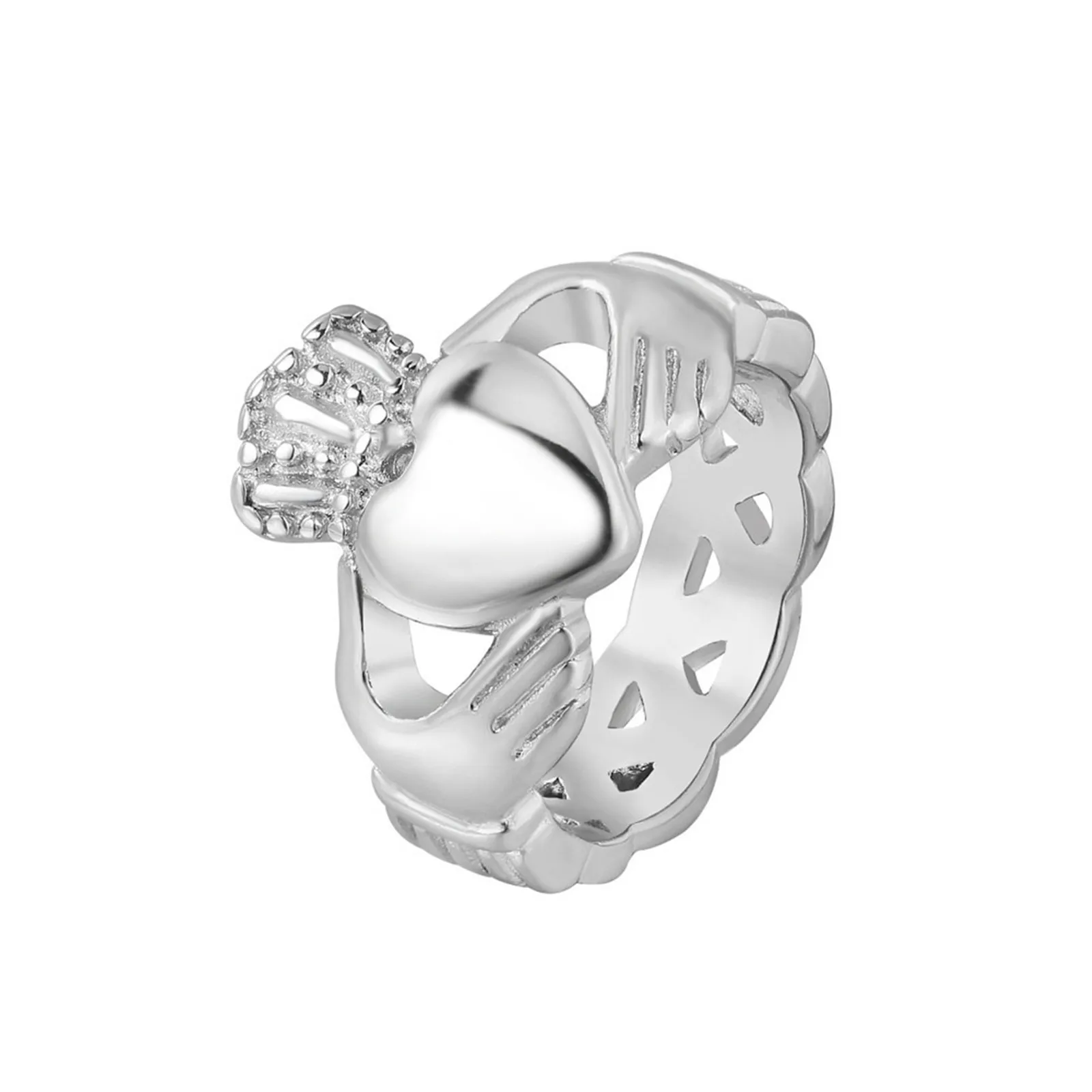 Claddagh Stainless Steel Ring Celtic Irish Traditional Style Gold Silver Color for Women and Men Queen of Hears Hands Crown