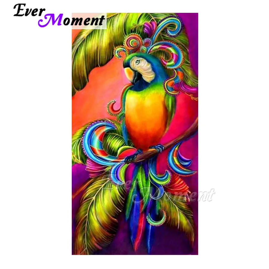 

Ever Moment Chinese Mosaic Color Parrot Wall Paintings 3D Diamond Birds Bead 5D Art Animal Square Drills Diamond Painting ASF846