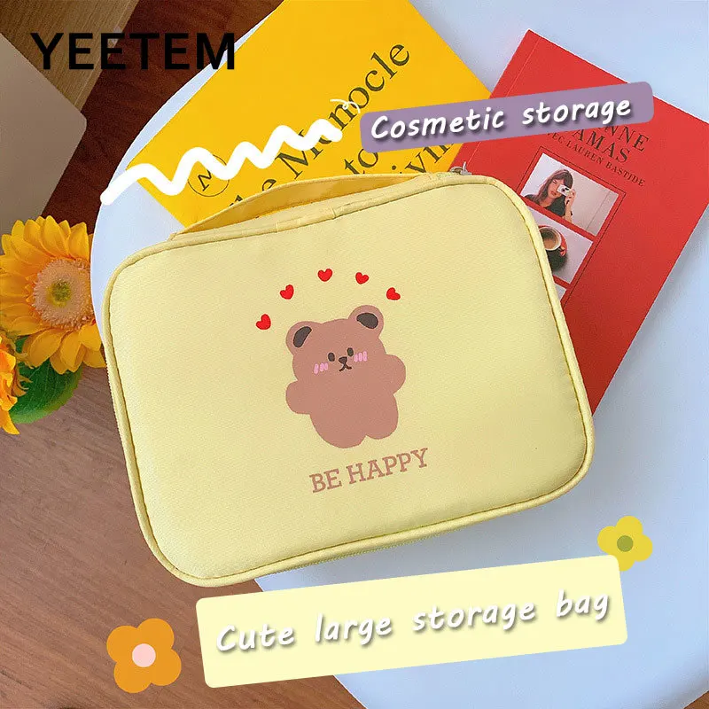 

Cartoon Cute Bear And Rabbit Large Capacity Cosmetic Bag Korea Heart Creative Storage Bag Women's Portable Toiletry Bag