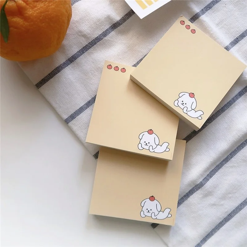 Cartoon Cute Puppy Apple Peach Memo Pad Student Learning Notepad Kawaii Message Paper Kpop Stationery School Supplies 50 Sheets