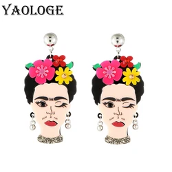 YAOLOGE Exaggerated Woman Hanging Earrings Personality Creative Retro Acrylic Jewelry Interesting Gifts For Women New Fashion