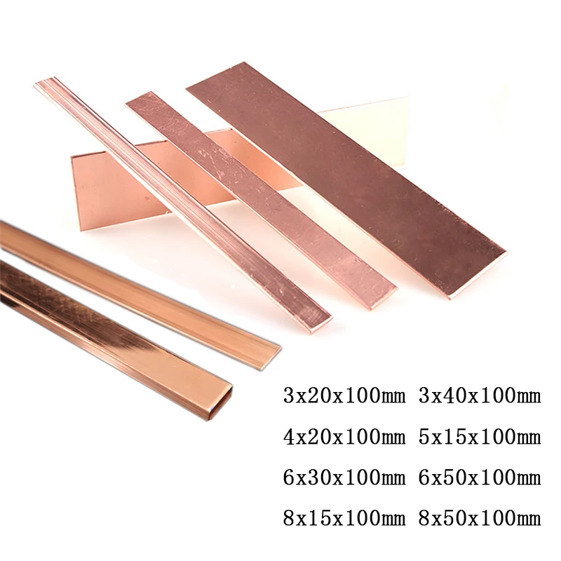 

1pc 99.9% Pure Red Coppers Flat Metal Plate Thickness 3/4/5/6/8mm length100mm Coppers Strip Coppers plate DIY Material