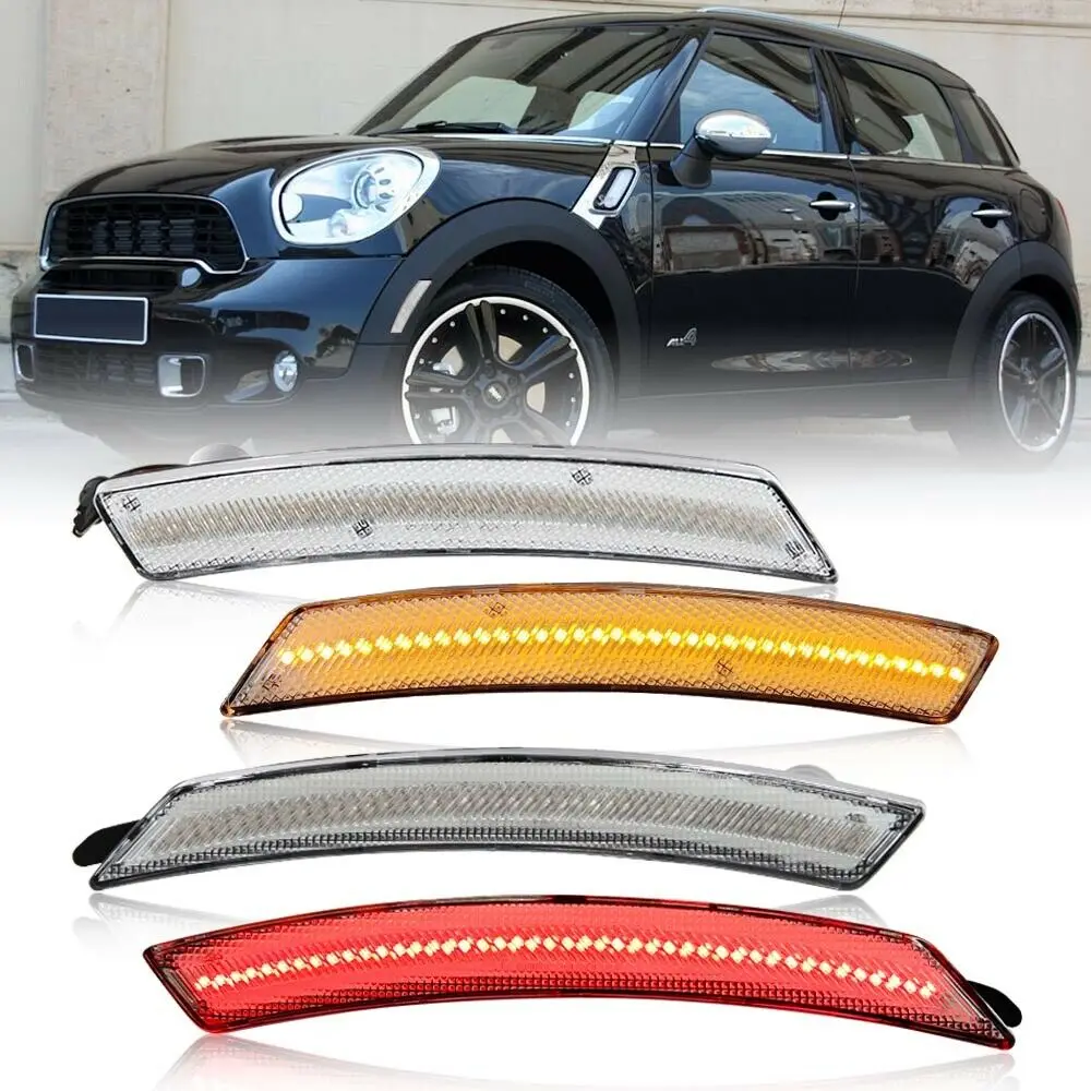 

4PCS LED Side Marker Light Turn Signal Indicator Lamp For 2007-2016 Mini Cooper R50 R52 R53 Front Amber/Rear Red